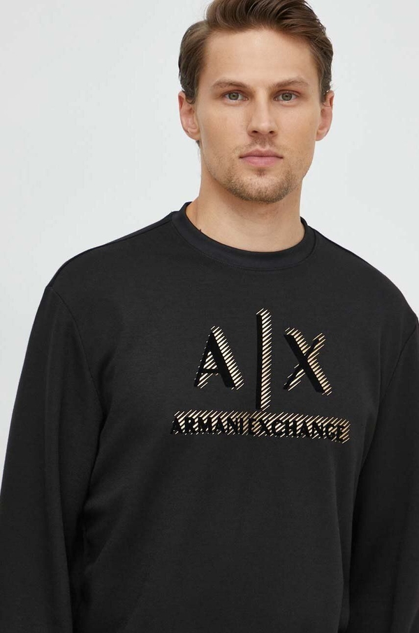 Czarna bluza Armani Exchange w młodzieżowym stylu z nadrukiem