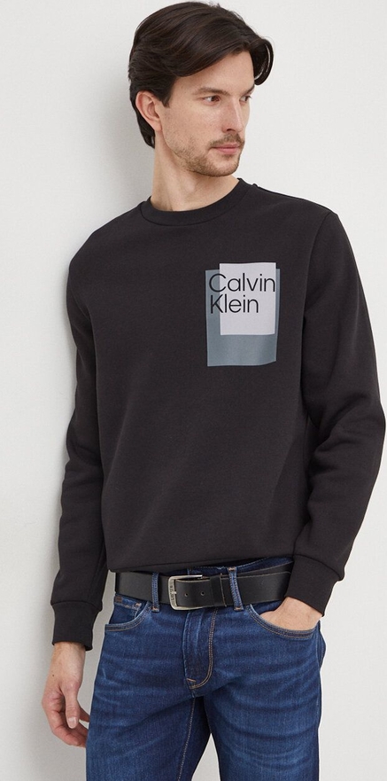 Czarna bluza Calvin Klein w młodzieżowym stylu z bawełny z nadrukiem