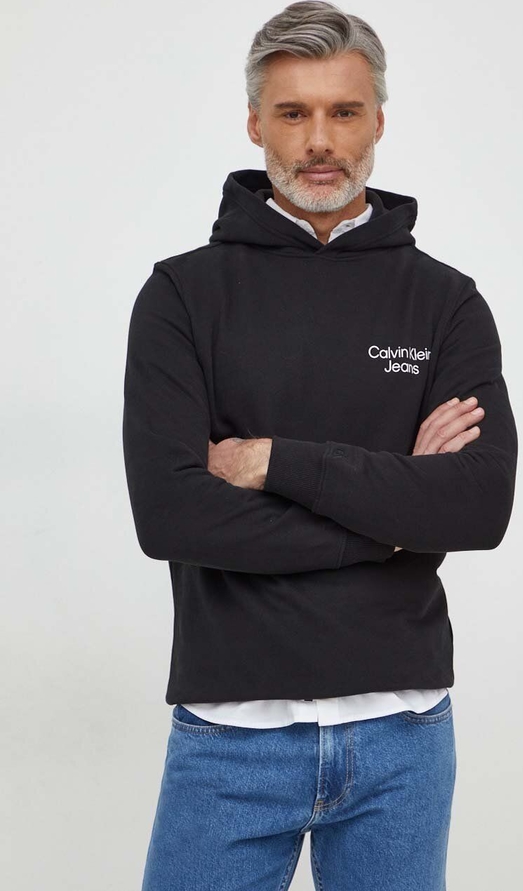 Czarna bluza Calvin Klein z bawełny z nadrukiem w młodzieżowym stylu