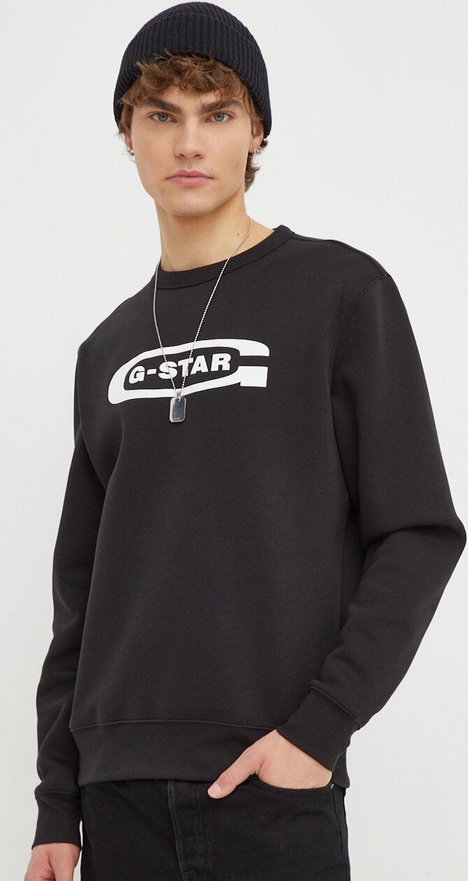 Czarna bluza G-Star Raw z nadrukiem w młodzieżowym stylu
