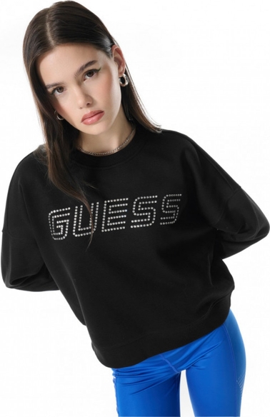 Czarna bluza Guess w młodzieżowym stylu z dresówki