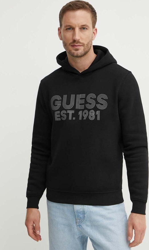 Czarna bluza Guess w młodzieżowym stylu z nadrukiem z bawełny