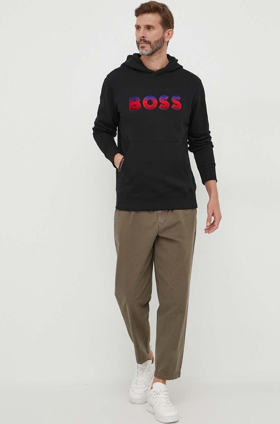 Czarna bluza Hugo Boss w młodzieżowym stylu z dzianiny