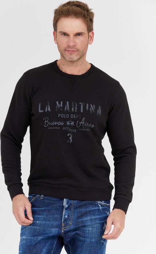 Czarna bluza La Martina w stylu vintage z bawełny