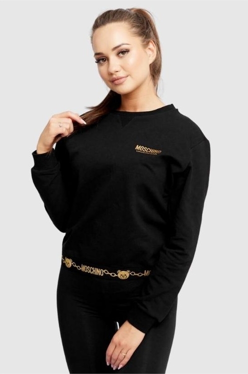 Czarna bluza Moschino w młodzieżowym stylu