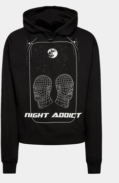 Czarna bluza Night Addict z nadrukiem w młodzieżowym stylu