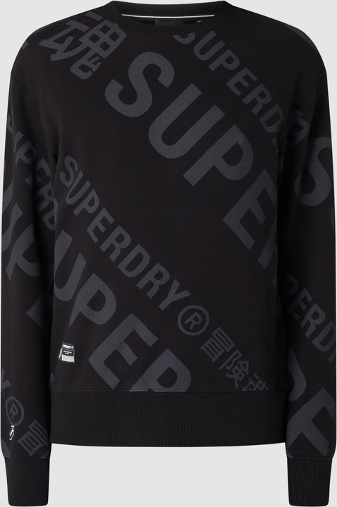 Czarna bluza Superdry z nadrukiem z bawełny