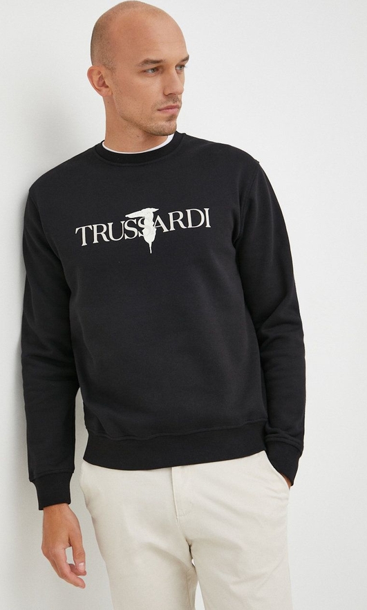 Czarna bluza Trussardi w młodzieżowym stylu z bawełny