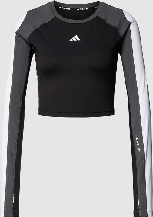 Czarna bluzka Adidas Training z okrągłym dekoltem z długim rękawem