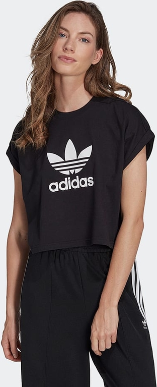 Czarna bluzka Adidas z bawełny w sportowym stylu