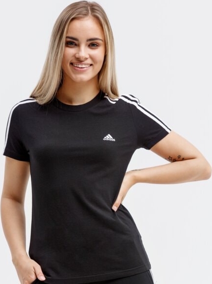 Czarna bluzka Adidas z krótkim rękawem w sportowym stylu