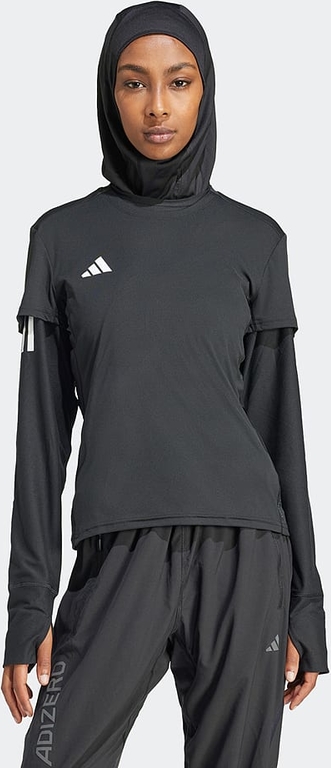Czarna bluzka Adidas z okrągłym dekoltem z długim rękawem