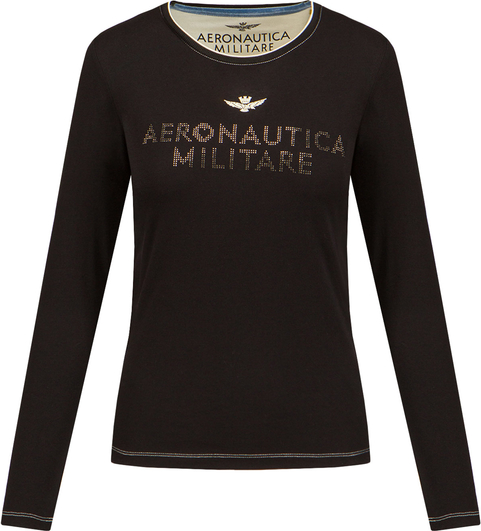 Czarna bluzka Aeronautica Militare z długim rękawem