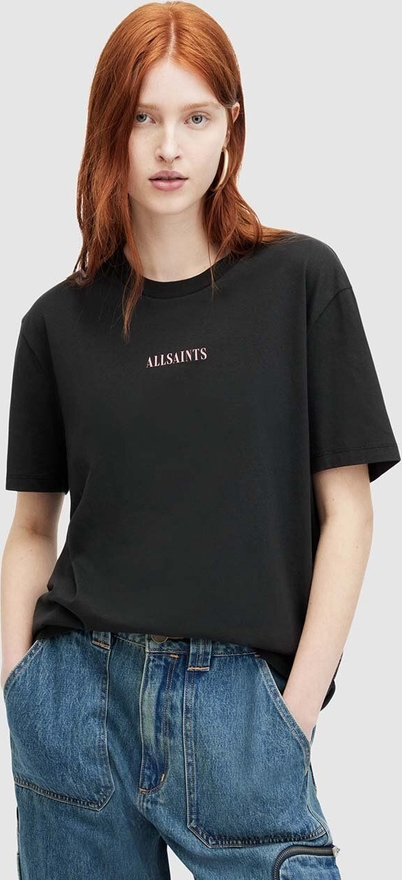 Czarna bluzka AllSaints z krótkim rękawem