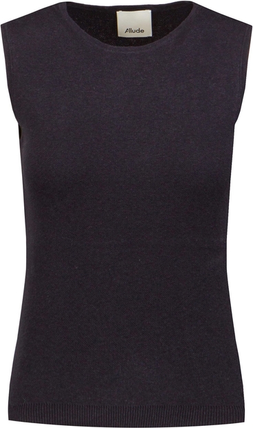 Czarna bluzka Allude z okrągłym dekoltem bez rękawów z bawełny