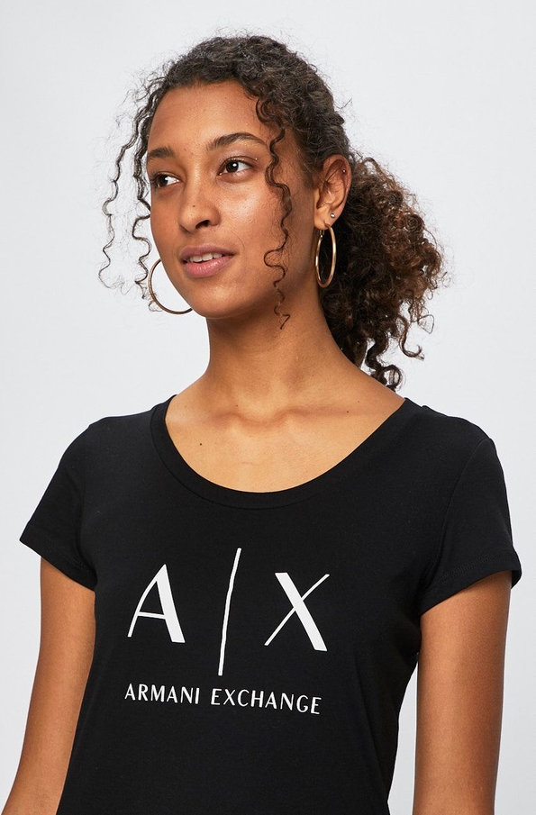Czarna bluzka Armani Exchange w młodzieżowym stylu z bawełny