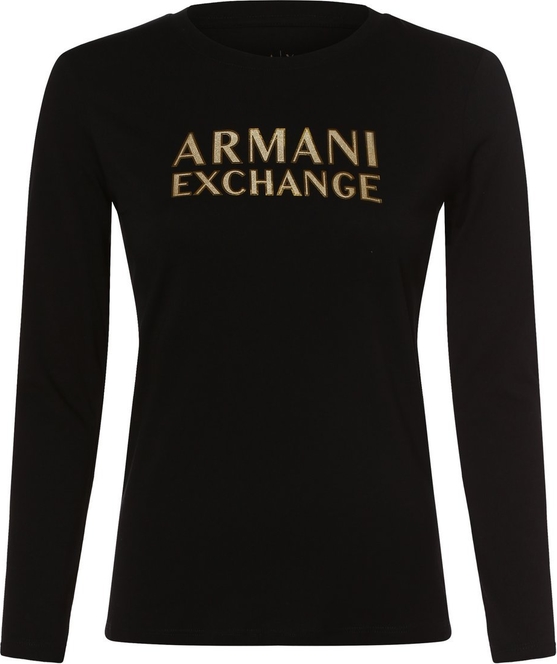Czarna bluzka Armani Exchange z bawełny z długim rękawem