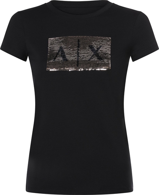 Czarna bluzka Armani Exchange z bawełny z krótkim rękawem w młodzieżowym stylu