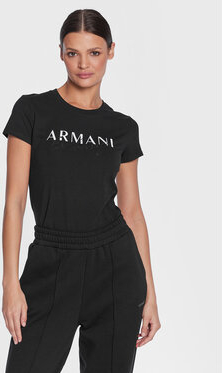 Czarna bluzka Armani Exchange z okrągłym dekoltem z krótkim rękawem