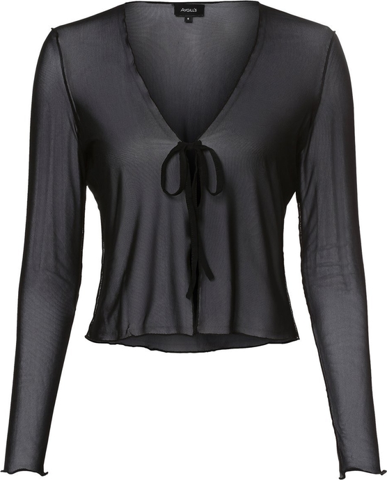 Czarna bluzka Aygill`s w stylu casual z dekoltem w kształcie litery v