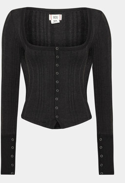 Czarna bluzka Bdg Urban Outfitters z długim rękawem w stylu casual z okrągłym dekoltem