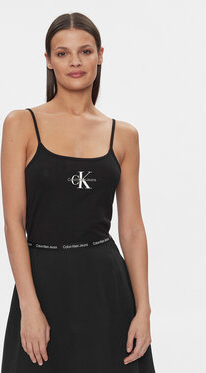 Czarna bluzka Calvin Klein na ramiączkach z okrągłym dekoltem