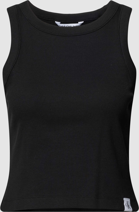 Czarna bluzka Calvin Klein na ramiączkach z okrągłym dekoltem w stylu casual