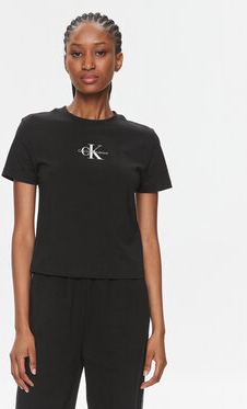 Czarna bluzka Calvin Klein w stylu casual z krótkim rękawem