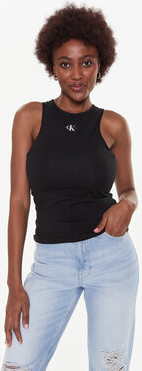 Czarna bluzka Calvin Klein w stylu casual z okrągłym dekoltem na ramiączkach
