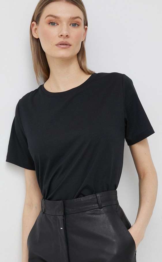 Czarna bluzka Calvin Klein z dzianiny w stylu casual z okrągłym dekoltem
