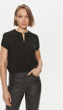 Czarna bluzka Calvin Klein z krótkim rękawem z okrągłym dekoltem