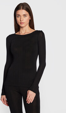 Czarna bluzka Chantelle w stylu casual z długim rękawem z okrągłym dekoltem
