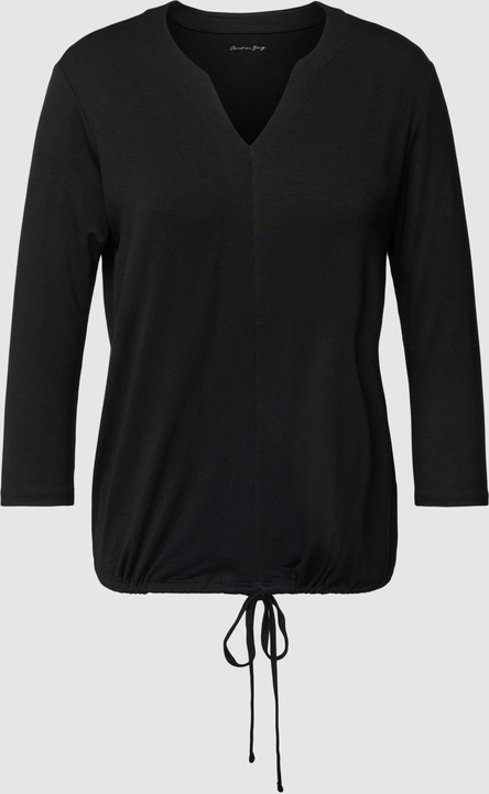 Czarna bluzka Christian Berg Woman z dekoltem w kształcie litery v z długim rękawem