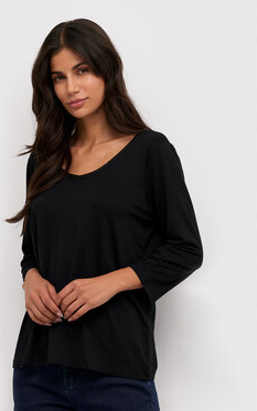 Czarna bluzka Cream w stylu casual z dekoltem w kształcie litery v