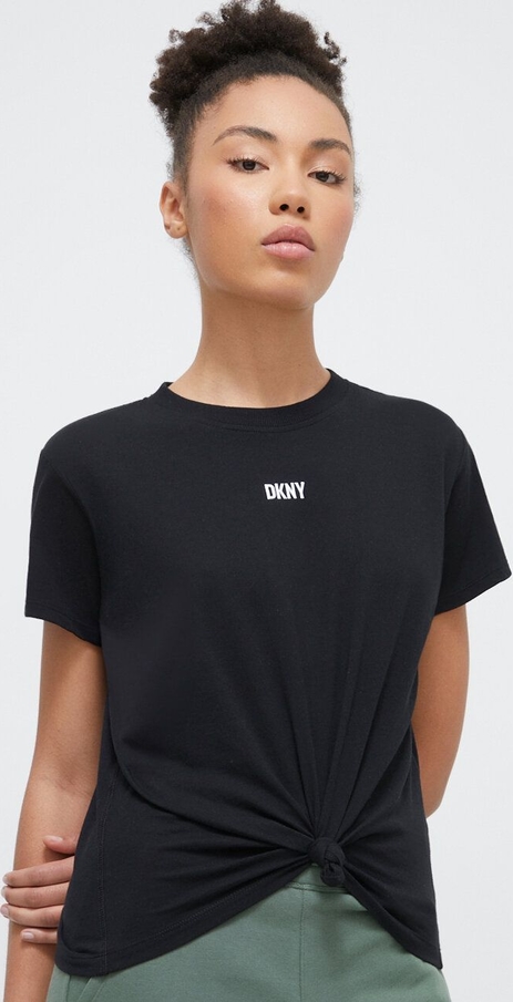Czarna bluzka DKNY z bawełny w sportowym stylu