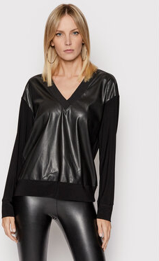 Czarna bluzka DKNY z długim rękawem w stylu casual