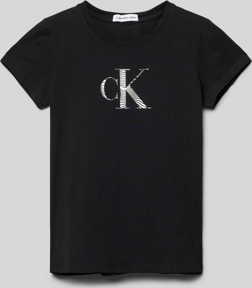 Czarna bluzka dziecięca Calvin Klein dla dziewczynek z krótkim rękawem