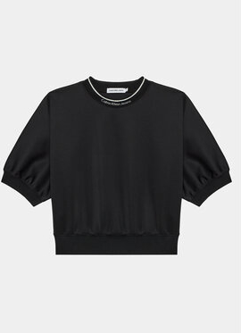 Czarna bluzka dziecięca Calvin Klein z jeansu z krótkim rękawem