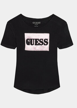 Czarna bluzka dziecięca Guess z krótkim rękawem