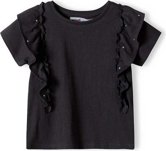 Czarna bluzka dziecięca Minoti z bawełny dla dziewczynek