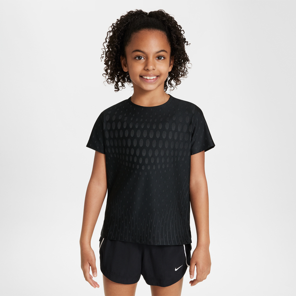 Czarna bluzka dziecięca Nike dla dziewczynek z krótkim rękawem