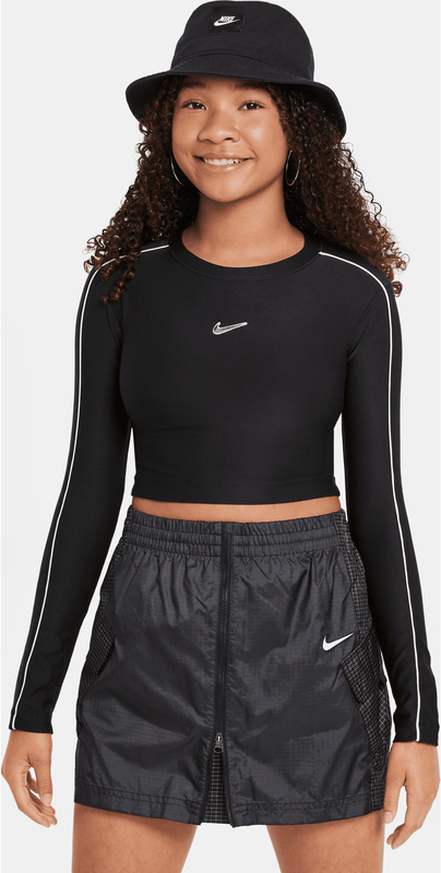 Czarna bluzka dziecięca Nike z dżerseju z długim rękawem dla dziewczynek