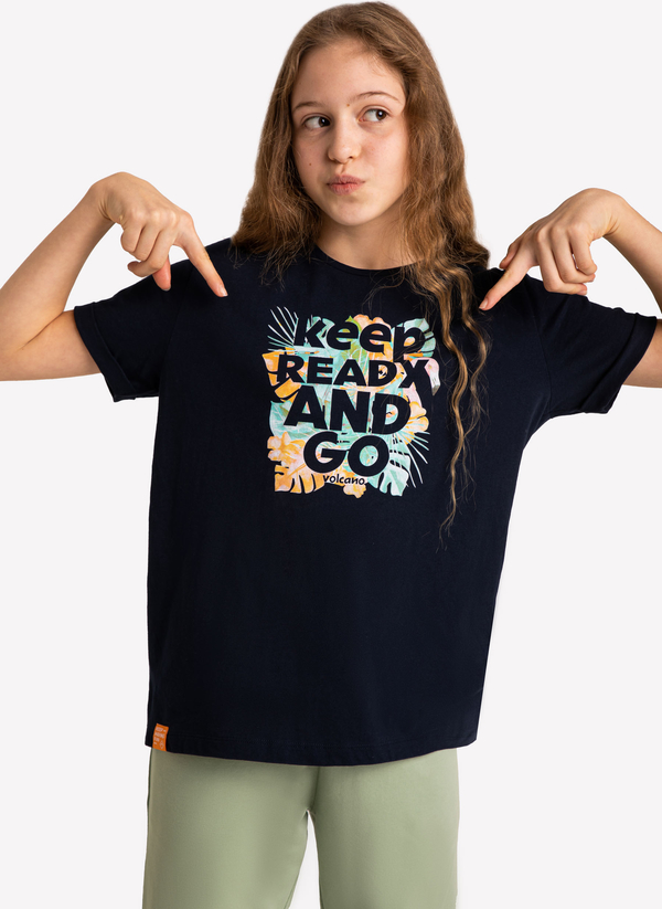 Czarna bluzka dziecięca Volcano dla dziewczynek z bawełny