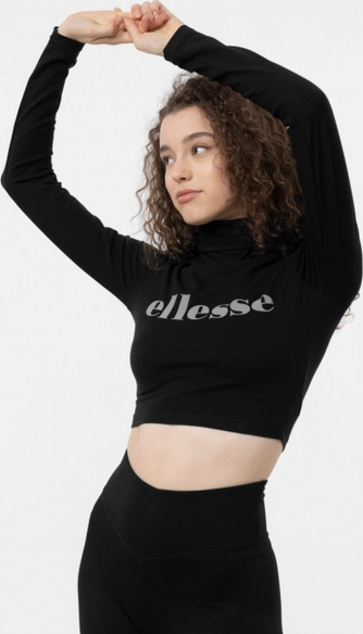 Czarna bluzka Ellesse w sportowym stylu z długim rękawem z bawełny