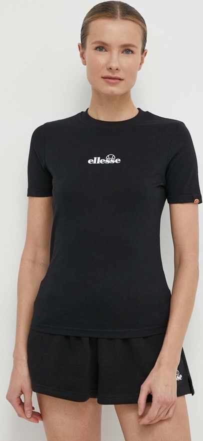 Czarna bluzka Ellesse z bawełny z krótkim rękawem