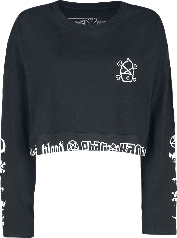 Czarna bluzka Emp z bawełny z okrągłym dekoltem z długim rękawem