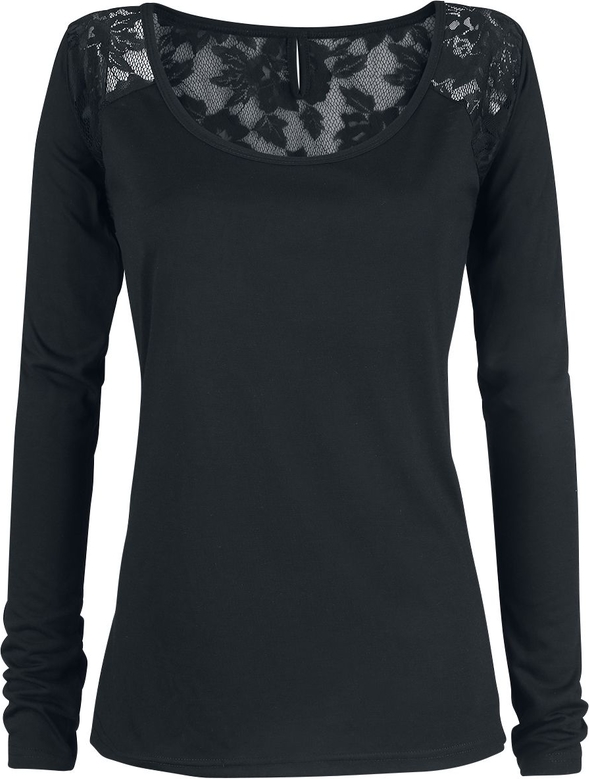 Czarna bluzka Emp z okrągłym dekoltem z długim rękawem