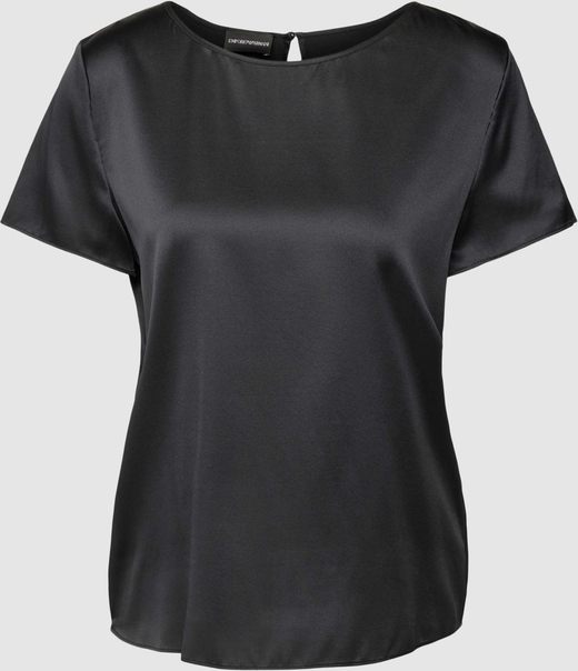 Czarna bluzka Emporio Armani w stylu casual z krótkim rękawem z okrągłym dekoltem