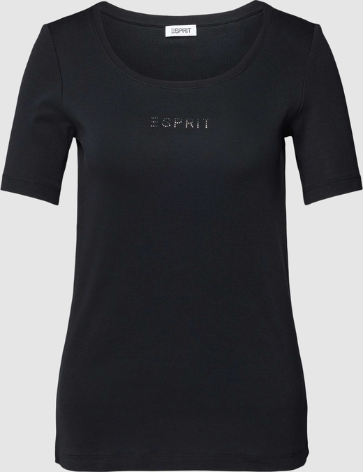 Czarna bluzka Esprit w stylu casual z bawełny z krótkim rękawem