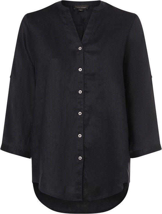 Czarna bluzka Franco Callegari w stylu casual z długim rękawem z dekoltem w kształcie litery v